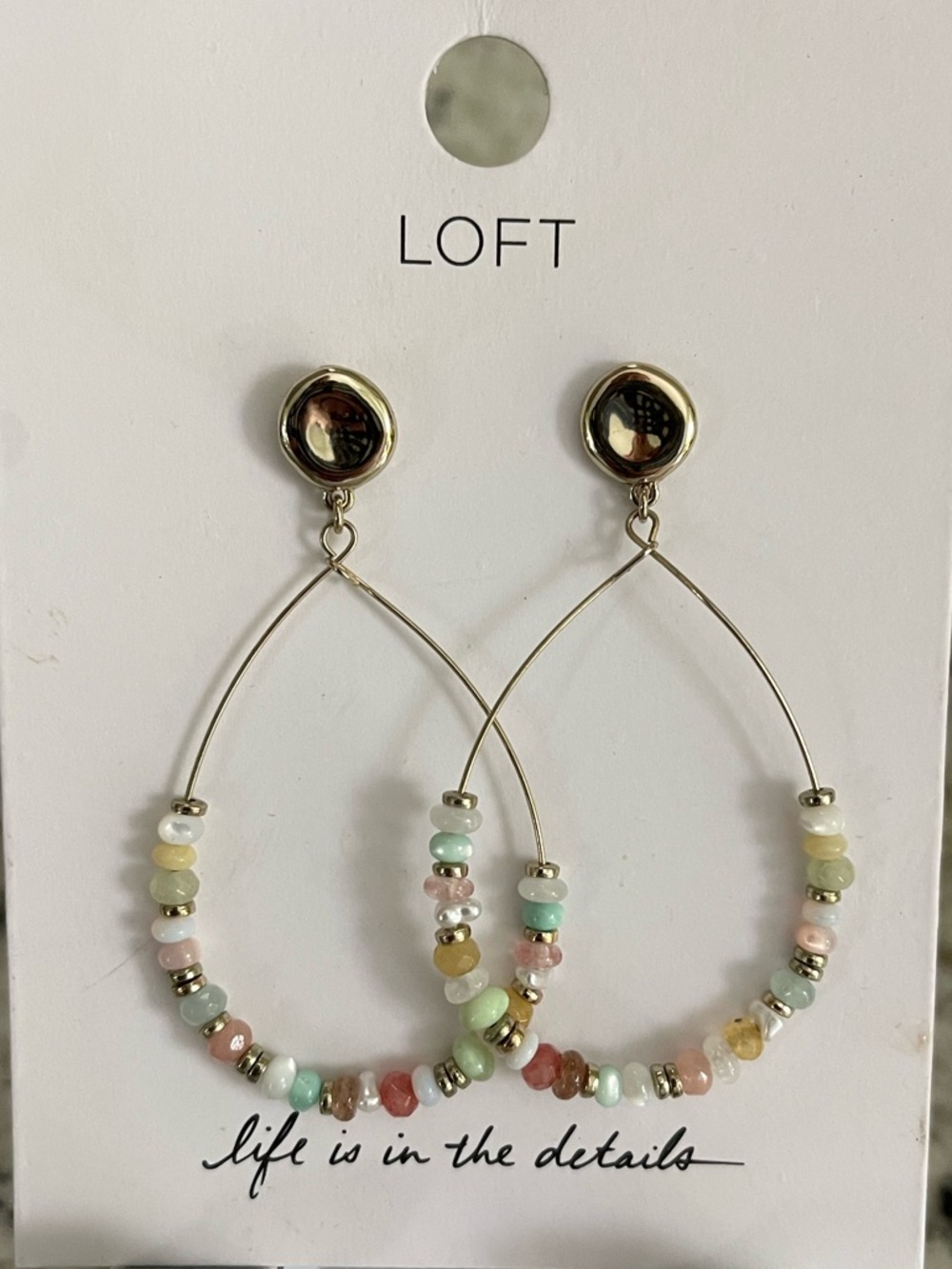 Loft Beaded Teardrop Hoop Earrings